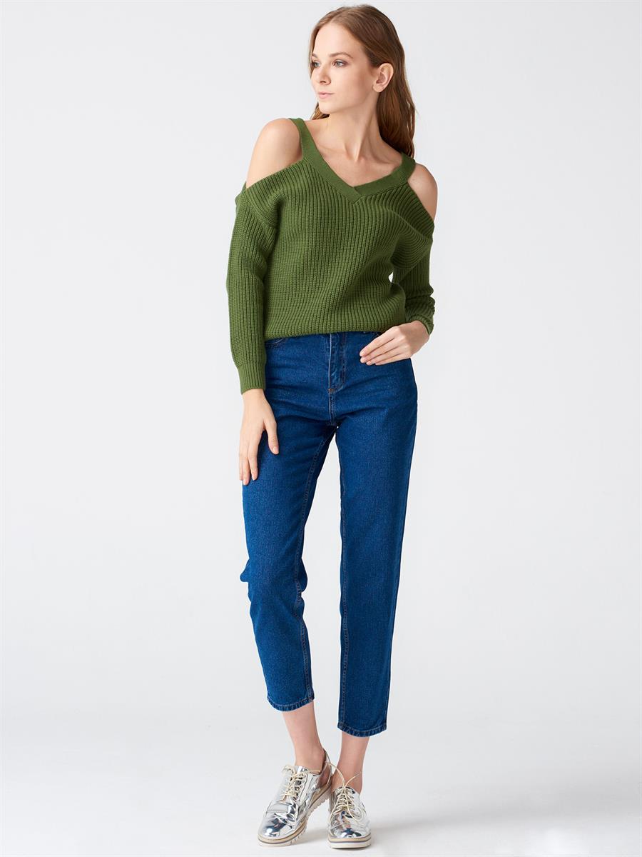 1993 V Yaka Omuzu Açık Kazak Haki