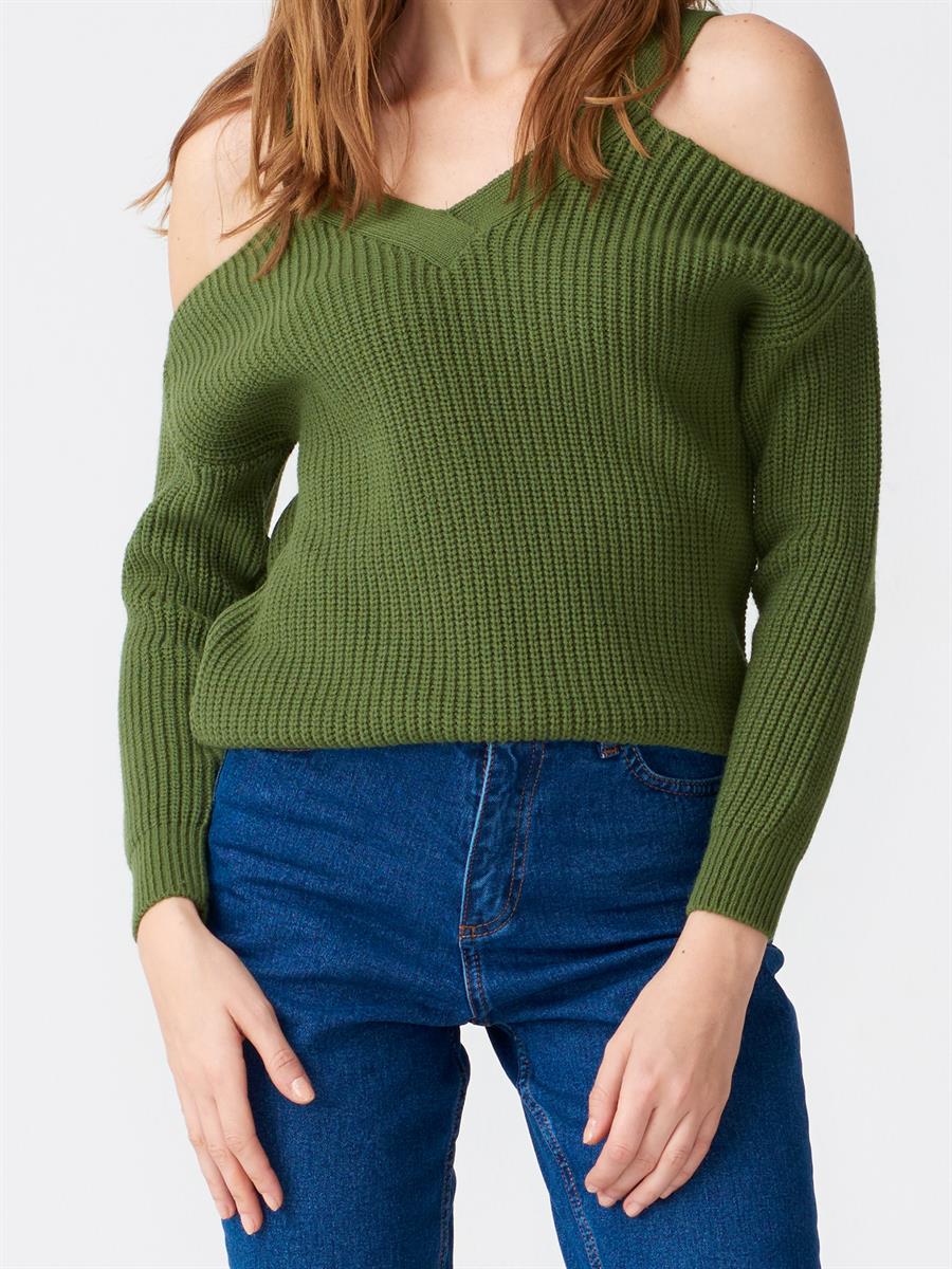 1993 V Yaka Omuzu Açık Kazak Haki