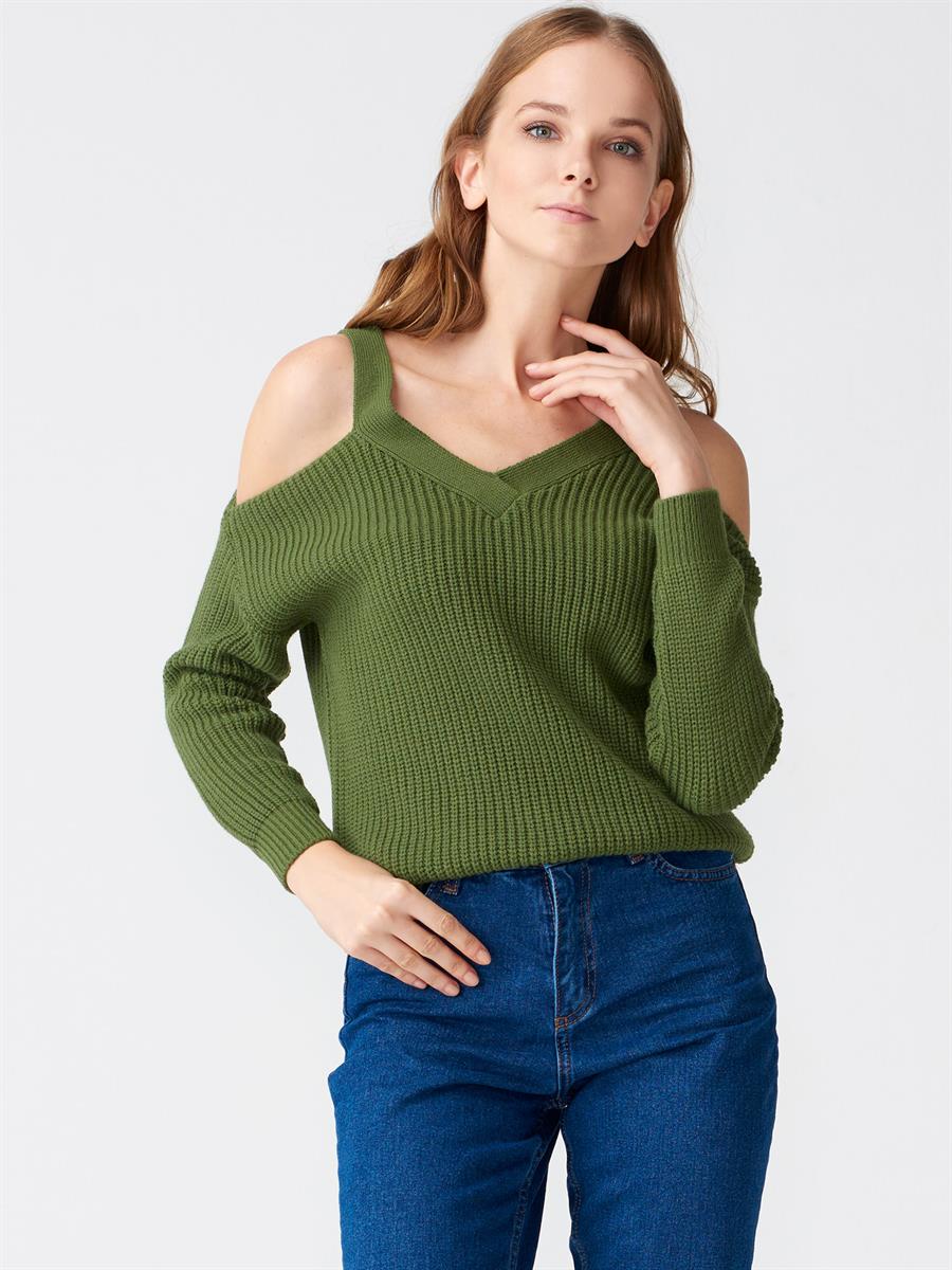 1993 V Yaka Omuzu Açık Kazak Haki