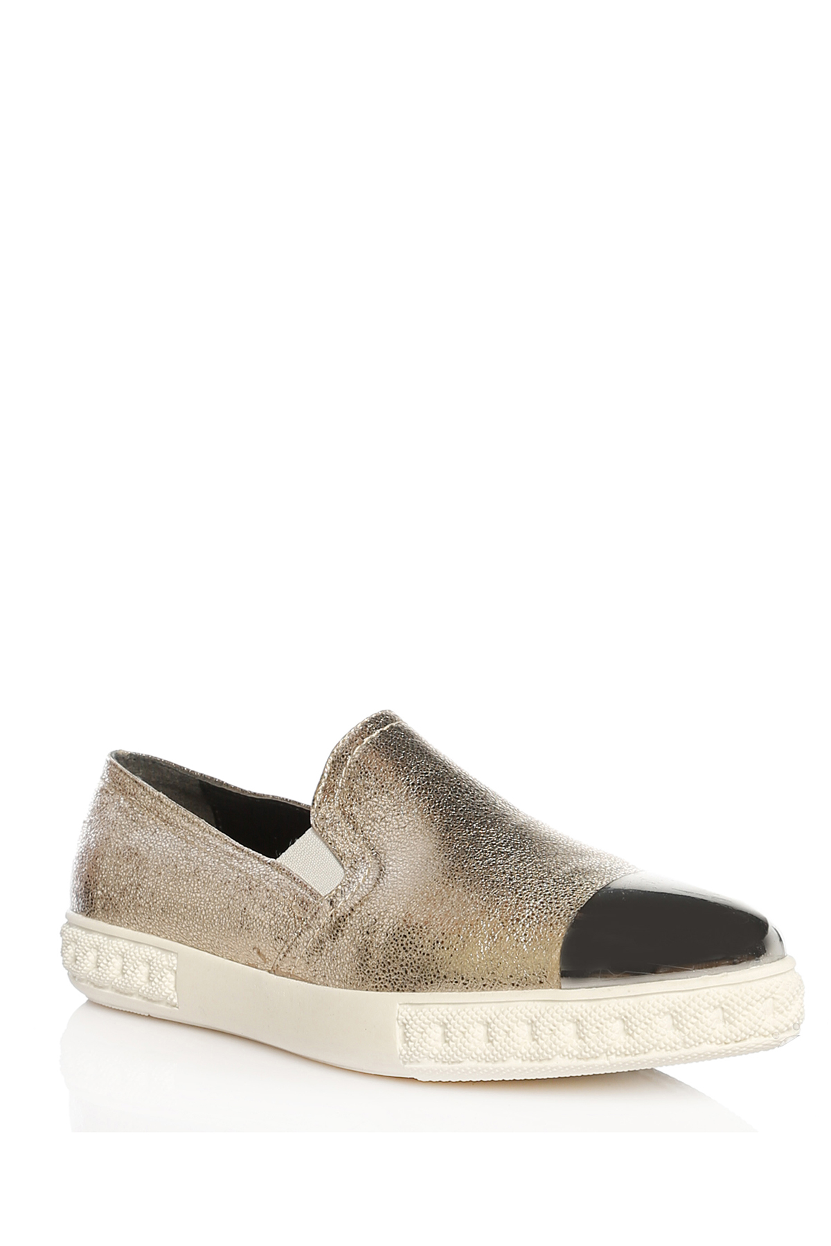 281 Parlak Uç Deri Bayan Ayakkabı Altın