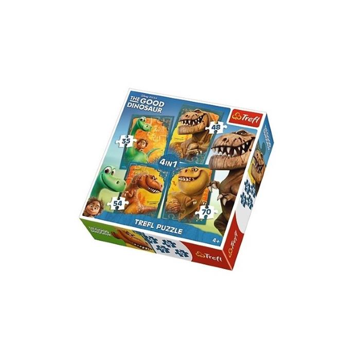 Trefl Dinozorlar Seti 4 lü Puzzle Seti (35+48+54+70 Parça)