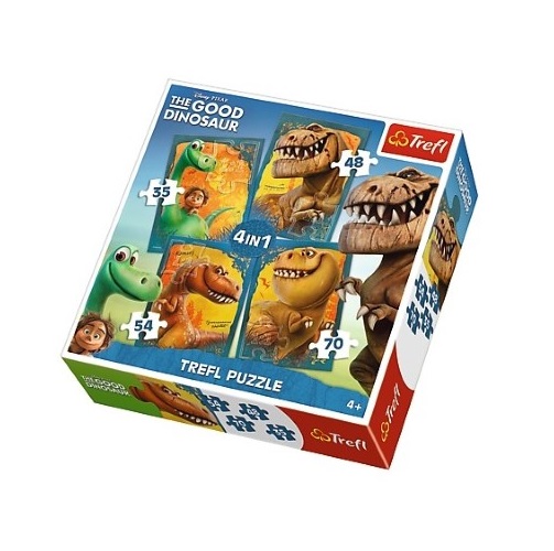 Trefl Dinozorlar Seti 4 lü Puzzle Seti (35+48+54+70 Parça)