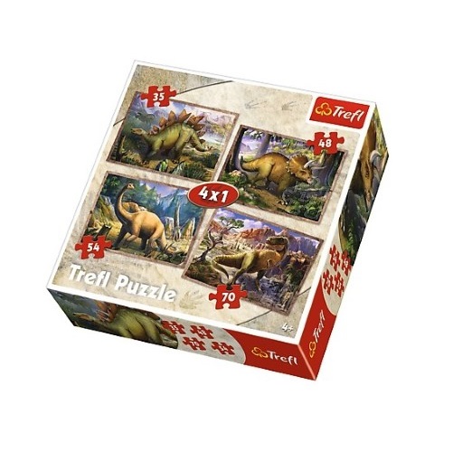 Trefl Puzzle Dinozorlar 4 lü Puzzle Seti (35+48+54+70 Parça)